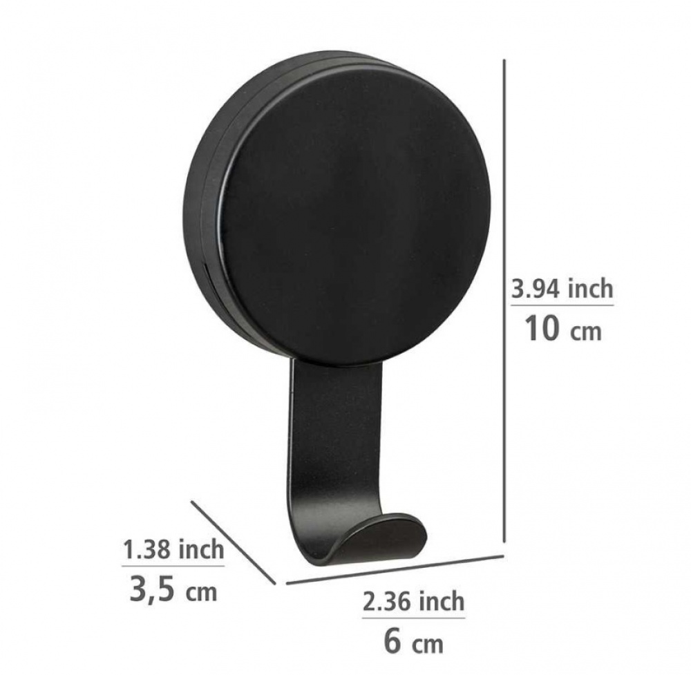 Hooks, set of 2, LARGE STATIC-LOC PAVIA, 6 x 3,5 x H 10 cm, Black in the group Storage / Bathroom storage at SmartaSaker.se (42525)