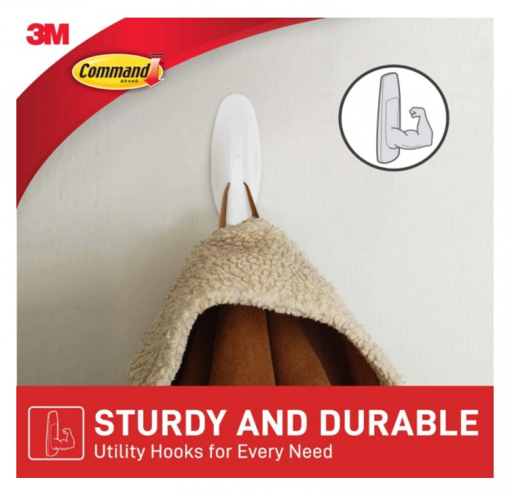 Self-adhesive hooks, Removable, Set of 2, COMMAND MEDIUM, 2,9 x H 7,9 cm, White in the group Storage / Magnets and adhesives / Self-adhesive hooks at SmartaSaker.se (42526)