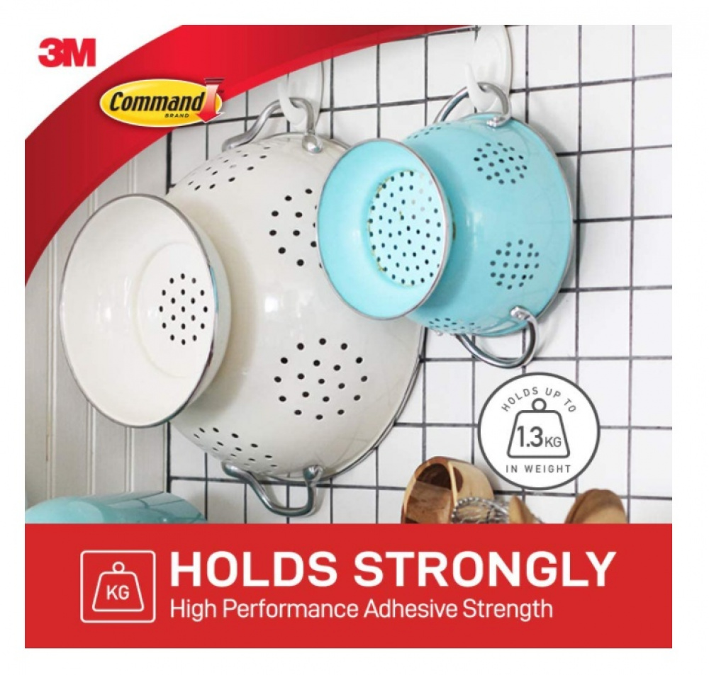 Self-adhesive hooks, Removable, Set of 2, COMMAND MEDIUM, 2,9 x H 7,9 cm, White in the group Storage / Magnets and adhesives / Self-adhesive hooks at SmartaSaker.se (42526)