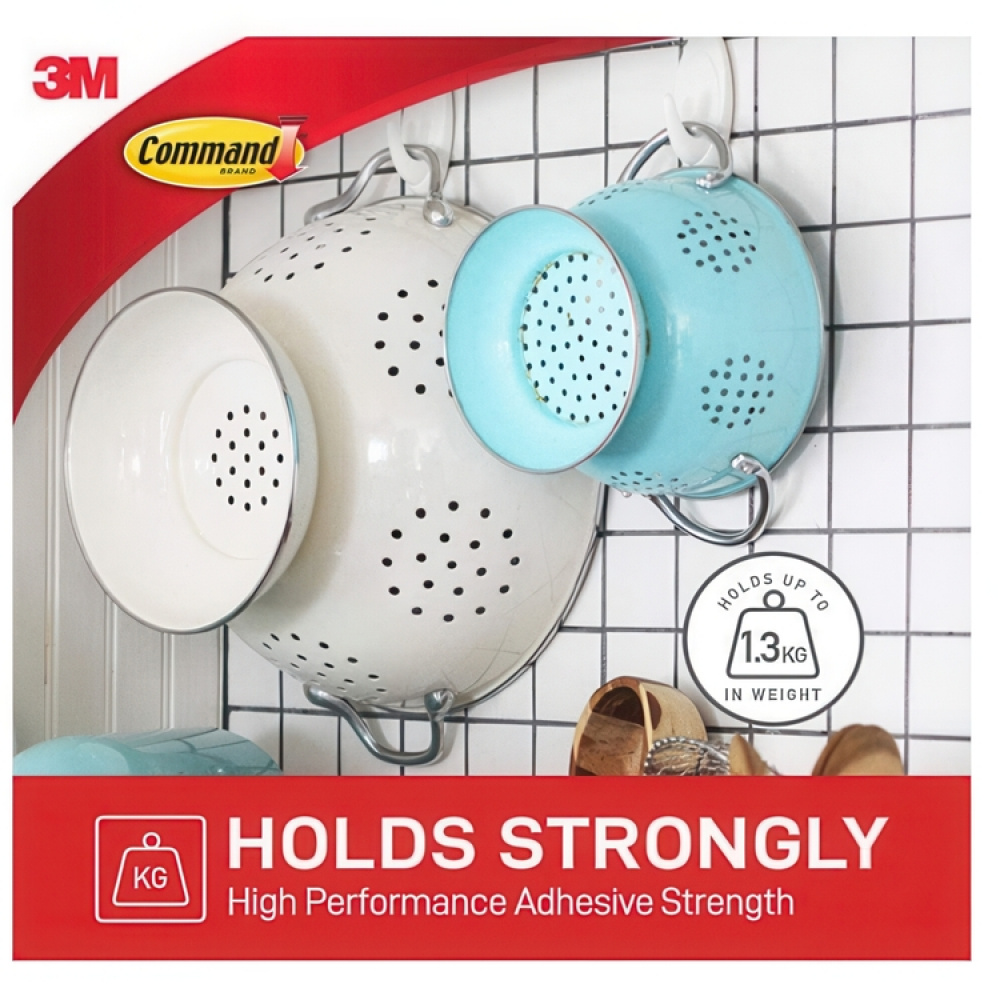 Self-adhesive hooks, Removable, Set of 2, COMMAND MEDIUM, 2,9 x H 7,9 cm, White in the group Storage / Magnets and adhesives / Self-adhesive hooks at SmartaSaker.se (42526)
