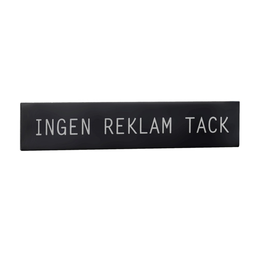 Sign, Stainless steel, INGEN REKLAM TACK, 9 x H 1,7 cm in the group Storage / Magnets and adhesives / Signs and labels at SmartaSaker.se (42534)