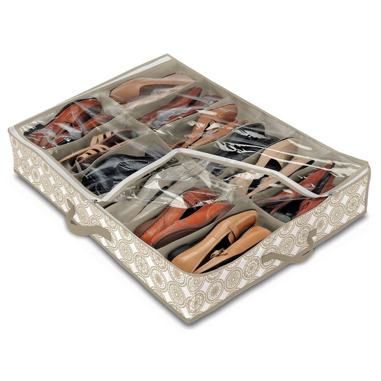 Shoe storage under-bed, ELLA SAND, 76 x 60 x H15 cm, Beige in the group Storage / Wardrobe storage / Shoe storage at SmartaSaker.se (42548)