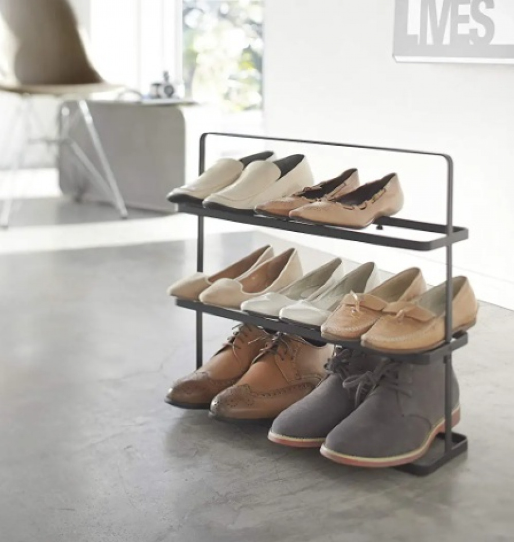 Shoe Shelf in Metal, TOWER WIDE SHOE RACK, Yamazaki, Black in the group Storage / Hallway storage / Shoe racks at SmartaSaker.se (42553)