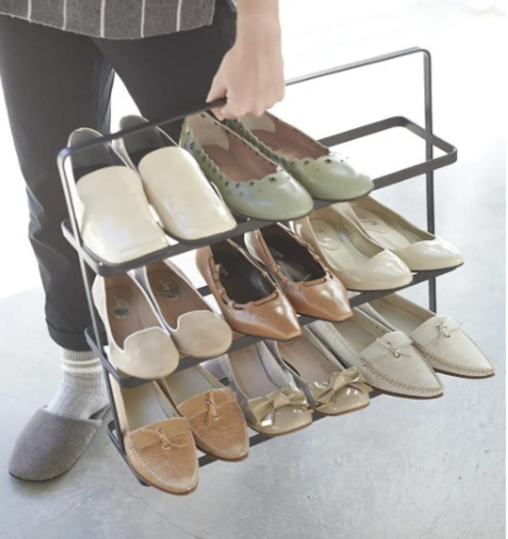 Shoe Shelf in Metal, TOWER WIDE SHOE RACK, Yamazaki, Black in the group Storage / Hallway storage / Shoe racks at SmartaSaker.se (42553)