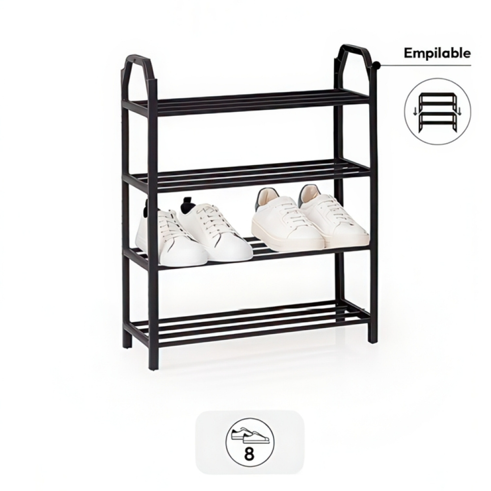 Shoe Rack for 8 pairs of shoes, SHOZY, 49,5 x 18,5 x H 64, Black in the group Storage / Hallway storage / Shoe racks at SmartaSaker.se (42554)