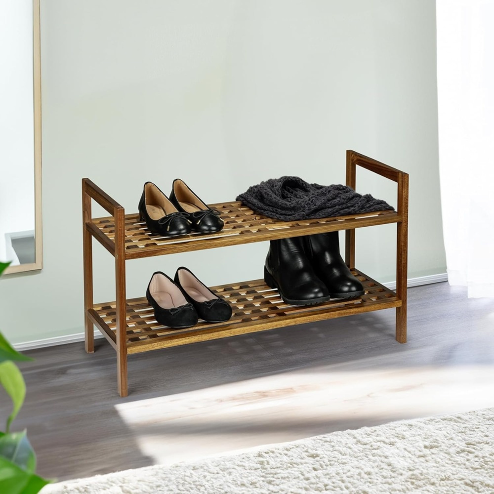 Shoe Rack in Acacia wood, FONDI, 69 x 27 x H 40,5 cm, Brown in the group Storage / Hallway storage / Shoe racks at SmartaSaker.se (42556)