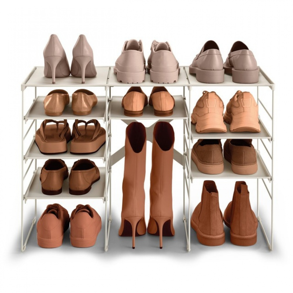 Shoe Rack in Metal, Adjustable, LEVEL TRIPLE, Joseph Joseph, 75,8 x 35 x H 51,2 cm, Ecru in the group Storage / Hallway storage / Shoe racks at SmartaSaker.se (42557)