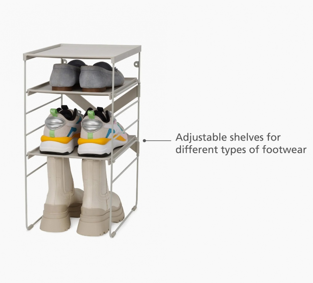 Shoe Rack in Metal, Adjustable, LEVEL, Joseph Joseph, 26 x 35 x H 51,2 cm, Ecru in the group Storage / Hallway storage / Shoe racks at SmartaSaker.se (42558)