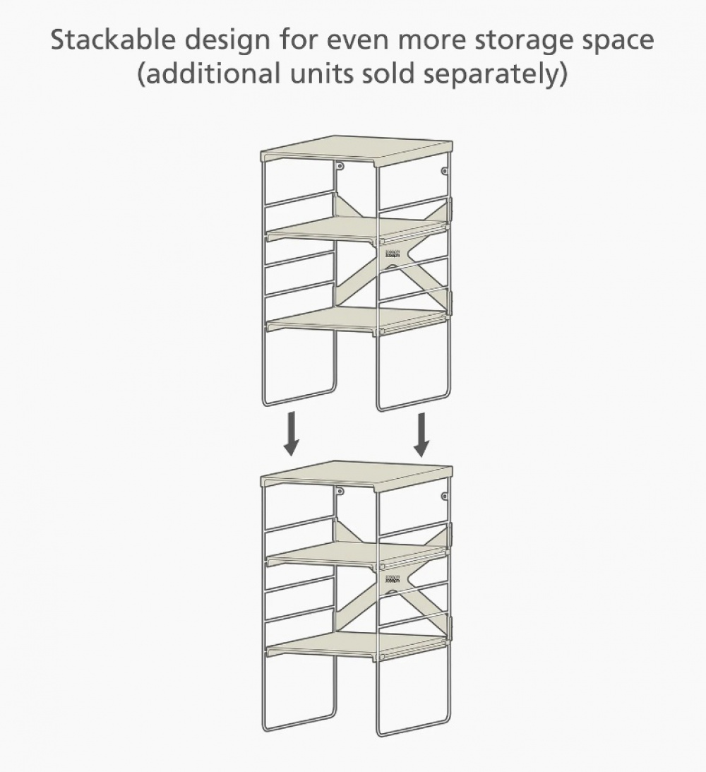 Shoe Rack in Metal, Adjustable, LEVEL, Joseph Joseph, 26 x 35 x H 51,2 cm, Ecru in the group Storage / Hallway storage / Shoe racks at SmartaSaker.se (42558)