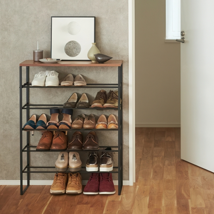 Shoe Rack 6-Tiered, TOWER WOOD TOP, 66 x 25 x H 87 cm, Yamazaki in the group Storage / Hallway storage / Shoe racks at SmartaSaker.se (42560)