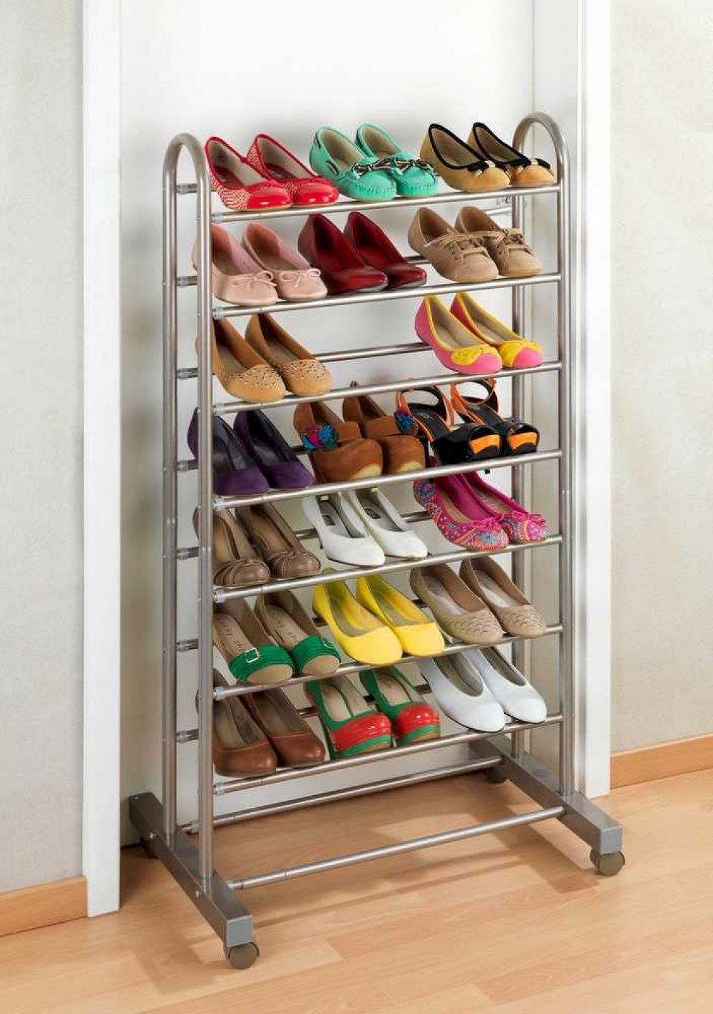 Expandable Shoe Rack with castors, GIANT, 67~116 x 43 x H 125,5 cm, Bronze in the group Storage / Hallway storage / Shoe racks at SmartaSaker.se (42561)