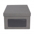 Shoe Box with window, BIGSO BERTIL CANVAS,34 x 23 x H 15 cm, Grey