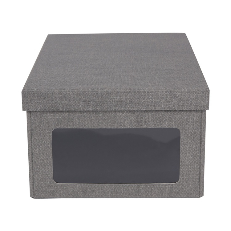 Shoe Box with window, BIGSO BERTIL CANVAS,34 x 23 x H 15 cm, Grey in the group Storage / Storage boxes / BigSo storage boxes at SmartaSaker.se (42563)