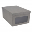 Shoe Box with window, BIGSO BERTIL CANVAS,34 x 23 x H 15 cm, Grey