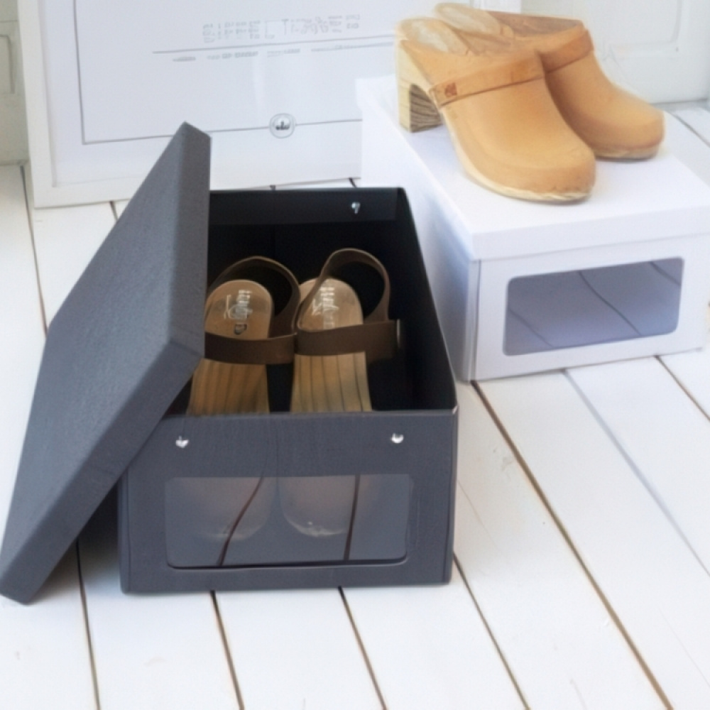 Shoe Box with window, BIGSO BERTIL CANVAS,34 x 23 x H 15 cm, Grey in the group Storage / Storage boxes / BigSo storage boxes at SmartaSaker.se (42563)