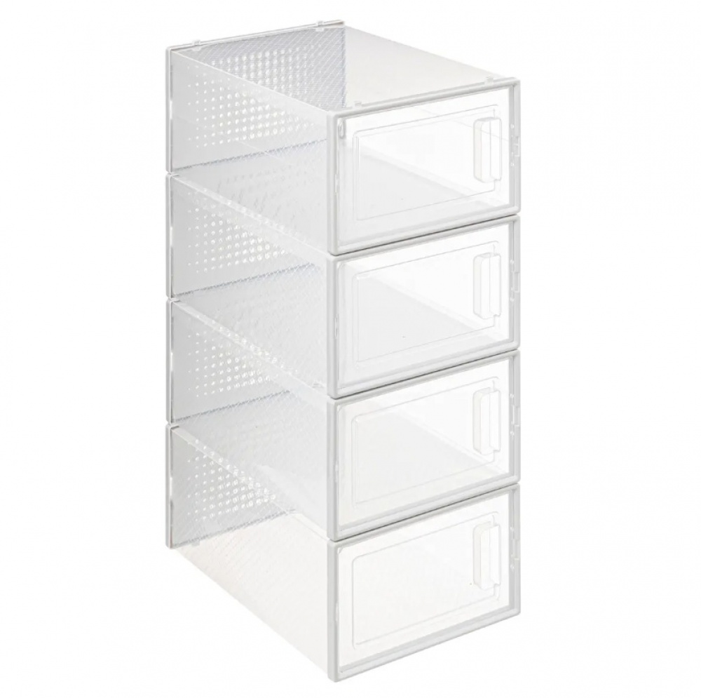 Shoe Box. Stackable, MEDIUM RANGE CHAUS BOX, 33,5 x 23,2 x H 14 cm, White / Transparent in the group Storage / Wardrobe storage / Shoe storage at SmartaSaker.se (42565)