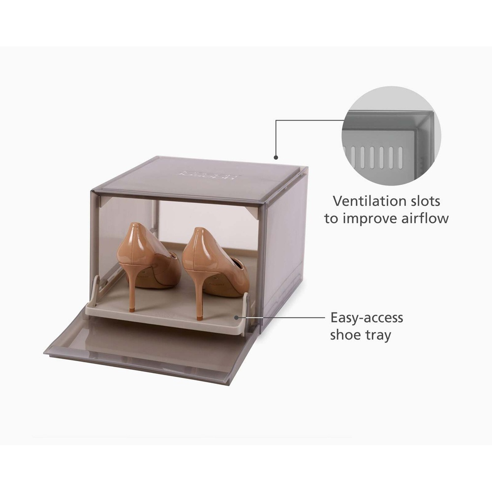 Shoe Boxes. Slide-out, 6 Pack, PREMIUM SHOE CASE, Joseph Joseph, Grey in the group Storage / Wardrobe storage / Shoe storage at SmartaSaker.se (42569)