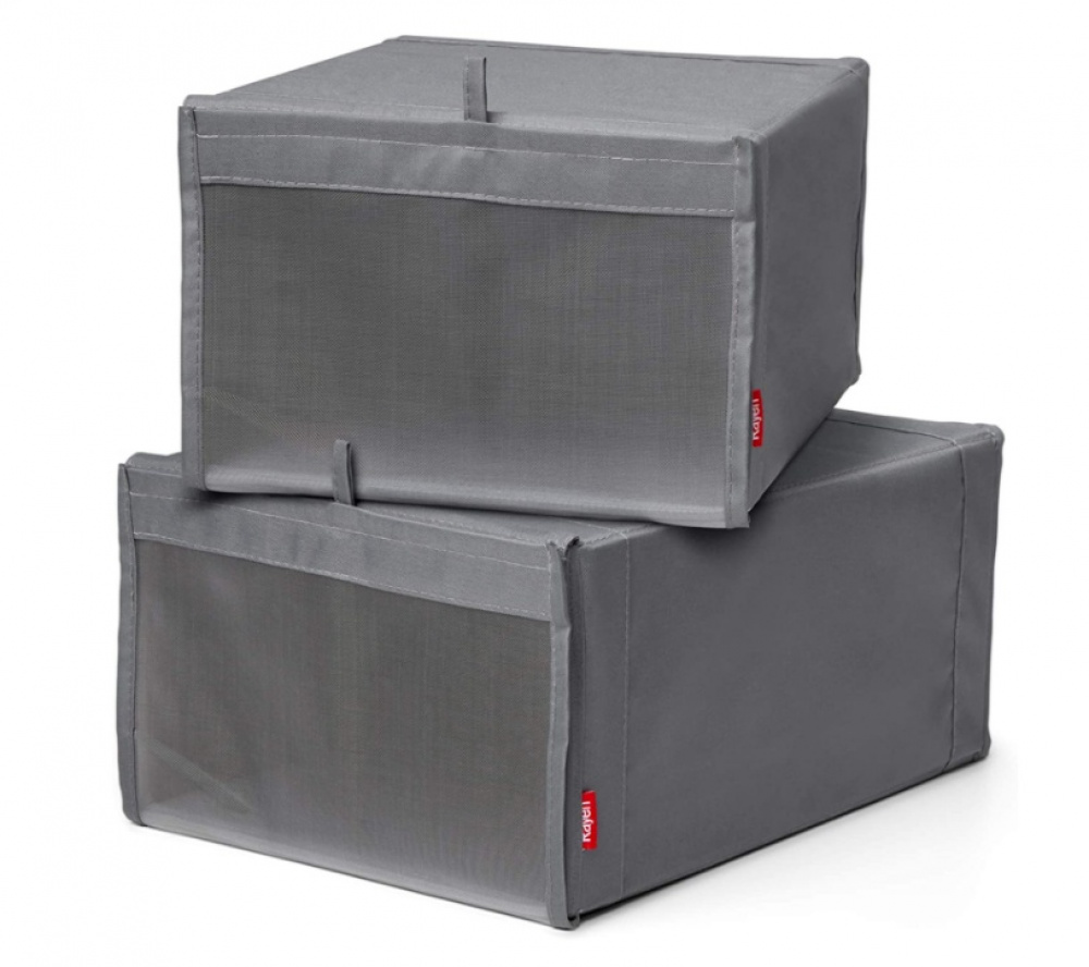 Boxes for shoes, with mesh window, 2-pack, PREMIUM CAJAS ZAPATOS, Grey in the group Storage / Wardrobe storage / Shoe storage at SmartaSaker.se (42570)