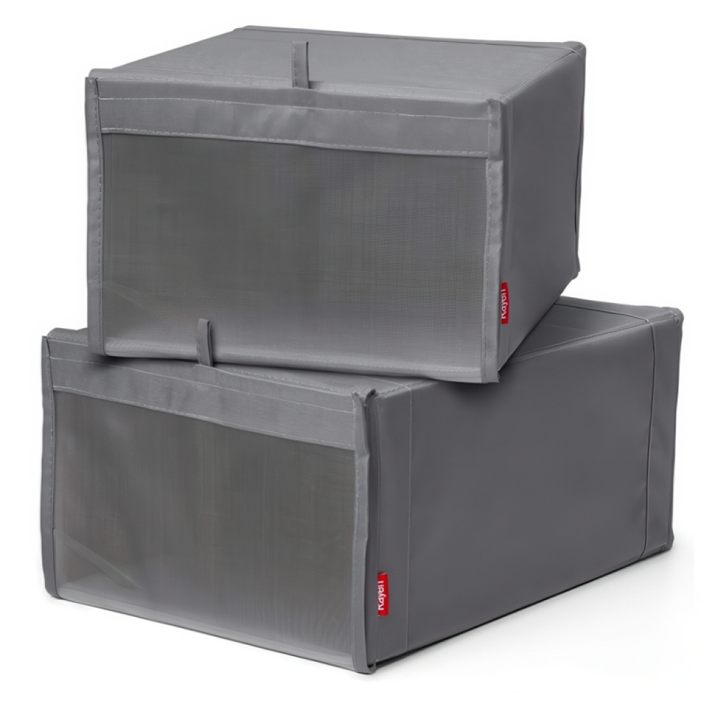 Boxes for shoes, with mesh window, 2-pack, PREMIUM CAJAS ZAPATOS, Grey in the group Storage / Wardrobe storage / Shoe storage at SmartaSaker.se (42570)