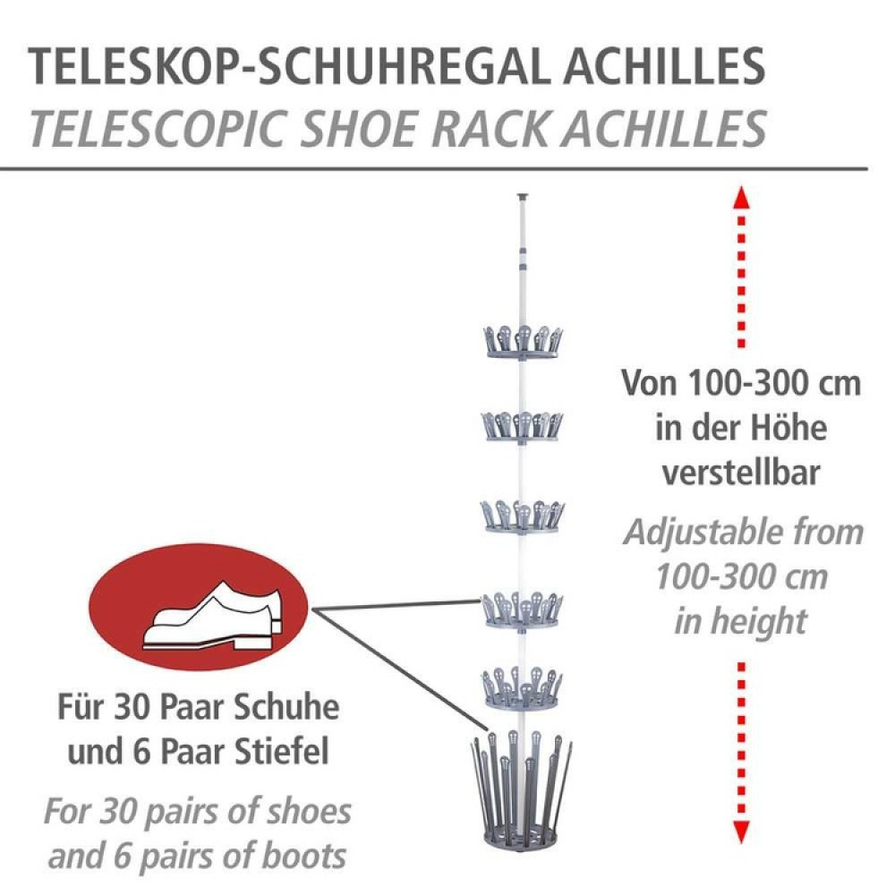 Rotating Shoe Rack, TELESCOPIC BOOT TREE, Ø 30 x H 100 -300 cm in the group Storage / Hallway storage / Shoe racks at SmartaSaker.se (42581)