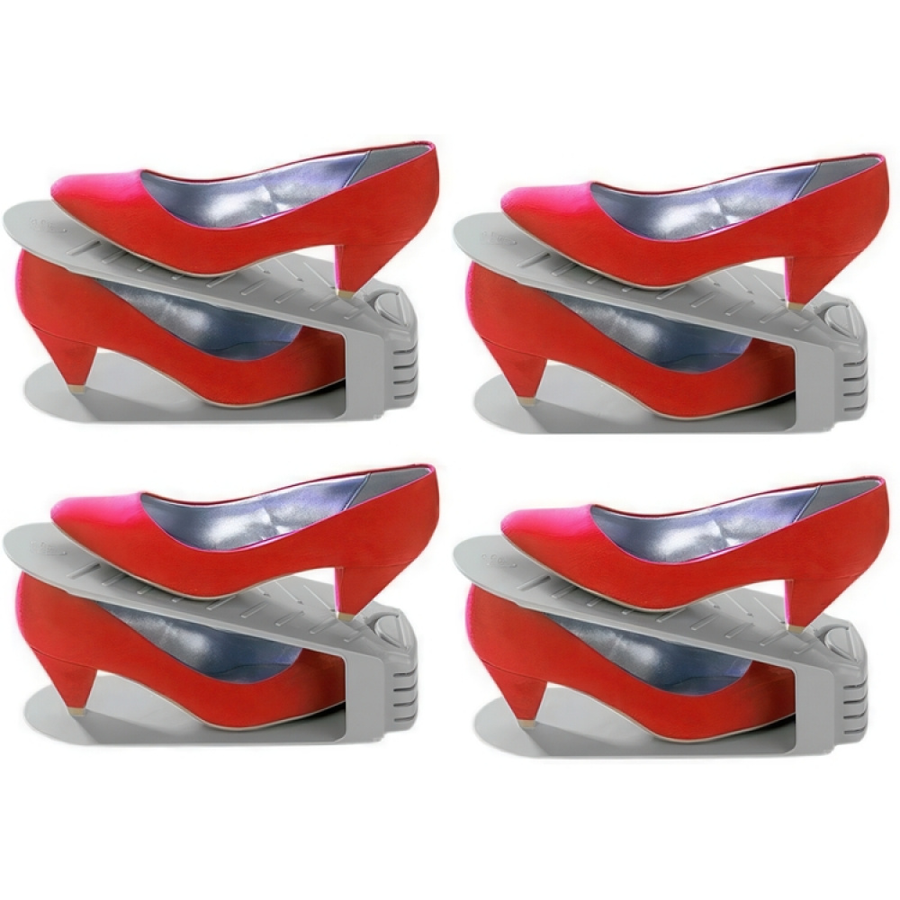 Shoe rack, Set of 4, Space-saving, SCHUHHALTER, Grey in the group Storage / Wardrobe storage / Shoe storage at SmartaSaker.se (42586)