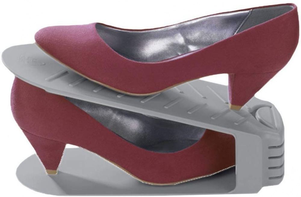 Shoe rack, Set of 4, Space-saving, SCHUHHALTER, Grey in the group Storage / Wardrobe storage / Shoe storage at SmartaSaker.se (42586)