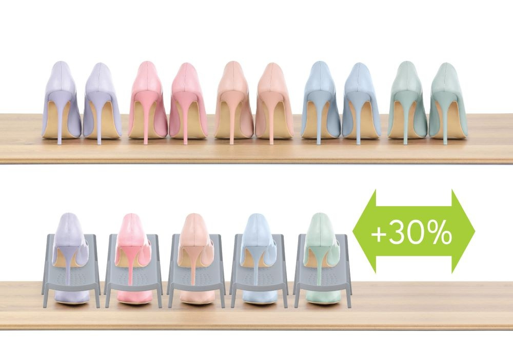 Shoe Organizers, Set of 5, ECO STEP - SPACE SAVING, Grey in the group Storage / Wardrobe storage / Shoe storage at SmartaSaker.se (42587)