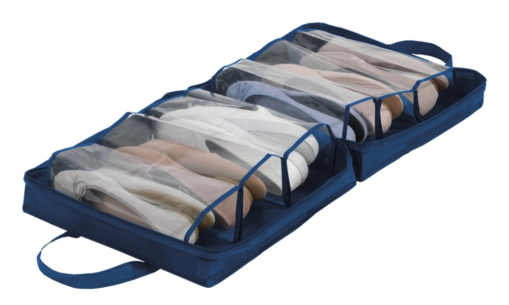 Shoe bag for 6 pair of shoes, BUSINES BLUE, 36,5 x 36,5 x 15,5 cm, Blue in the group Storage / Wardrobe storage / Shoe storage at SmartaSaker.se (42589)