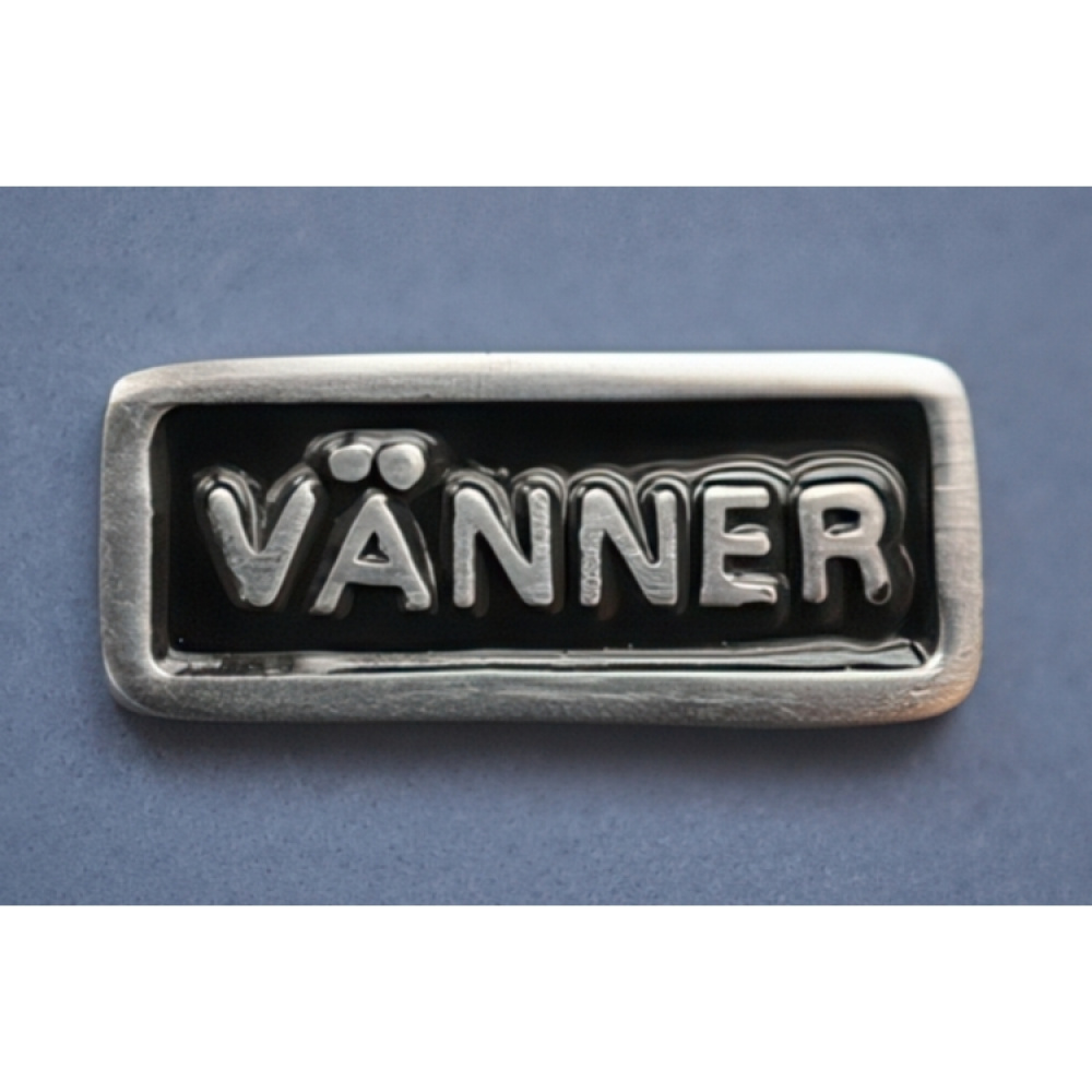 Sign with frame, VÄNNER, Exmez, 4 x H 1,7 cm, Black / Silver in the group Storage / Magnets and adhesives / Signs and labels at SmartaSaker.se (42621)