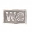 Sign with frame, WC, Exmez, 8,5 x 5 cm, Sand-cast aluminum Sign with frame, WC, Exmez, 8,5 x 5 cm, Sand-cast aluminum