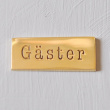 Sign, GÄSTER, 4,8 x H 2 cm, Exmez, Brass Sign, GÄSTER, 4,8 x H 2 cm, Exmez, Brass