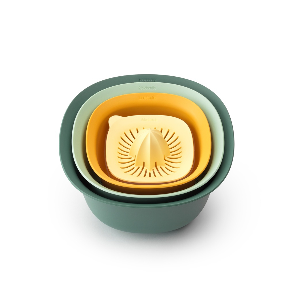 Bowl Set, 4 parts, BRABANTIA MIXING BOWL SET, 25 x 25 x H 14 cm, Green / Yellow in the group Storage / Kitchen storage at SmartaSaker.se (42640)