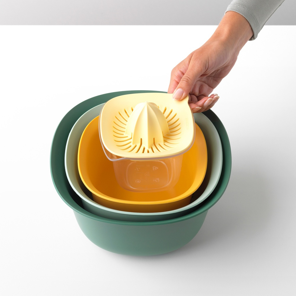 Bowl Set, 4 parts, BRABANTIA MIXING BOWL SET, 25 x 25 x H 14 cm, Green / Yellow in the group Storage / Kitchen storage at SmartaSaker.se (42640)