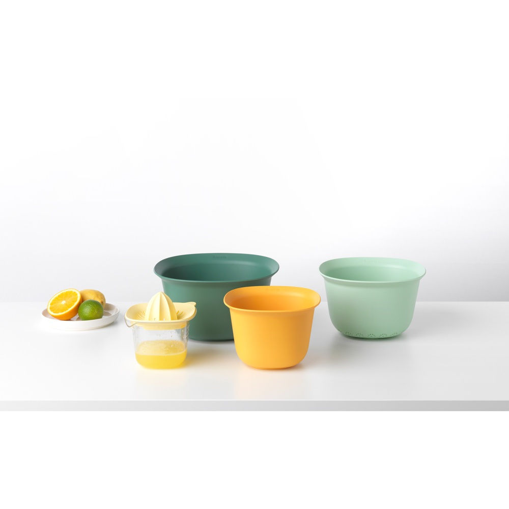 Bowl Set, 4 parts, BRABANTIA MIXING BOWL SET, 25 x 25 x H 14 cm, Green / Yellow in the group Storage / Kitchen storage at SmartaSaker.se (42640)