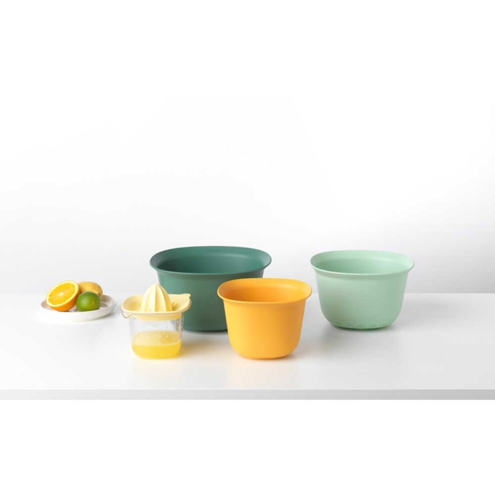 Bowl Set, 4 parts, BRABANTIA MIXING BOWL SET, 25 x 25 x H 14 cm, Green / Yellow in the group Storage at SmartaSaker.se (42640)
