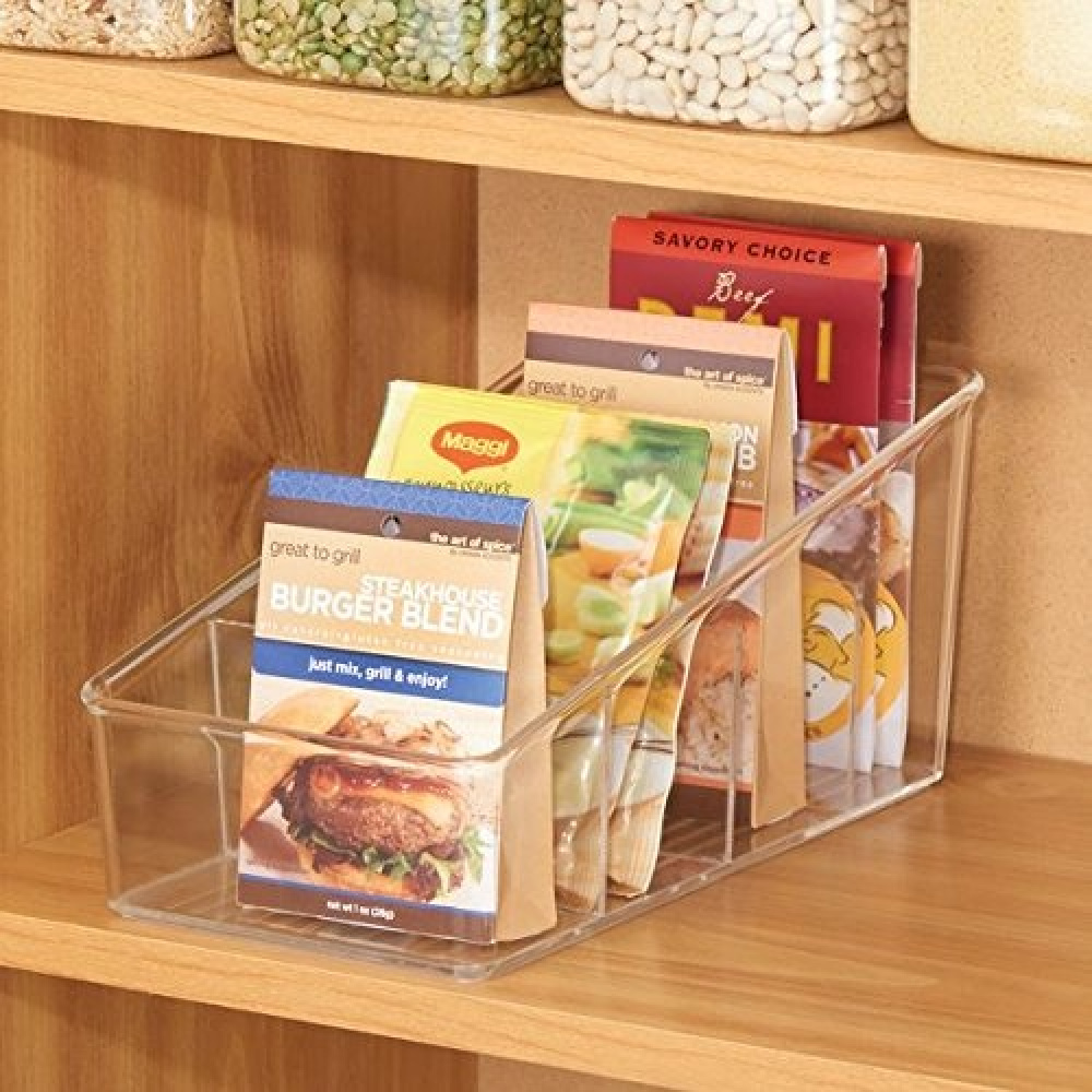 Storage box with four compartments, COOKING PACKETS ORGANIZER, 15,2 x 26,7 cm, Transparent in the group Storage / Kitchen storage / Storage bins and jars at SmartaSaker.se (42649)