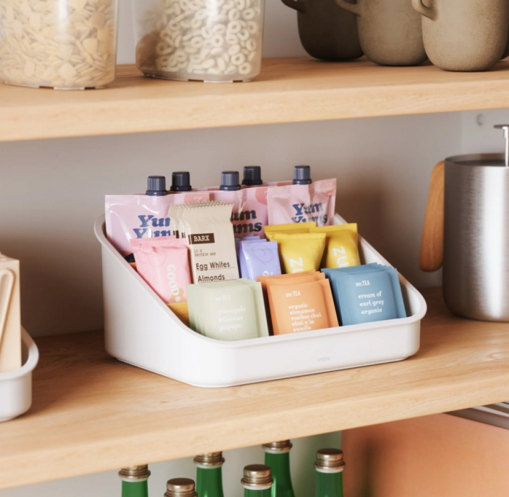 Storage box with 3 compartments, UMBRA BELLWOOD PACKETS ORGANIZER, 27 x 20 x H 13 cm, Vit /Natur in the group Storage / Kitchen storage / Kitchen cabinet organizers at SmartaSaker.se (42650)