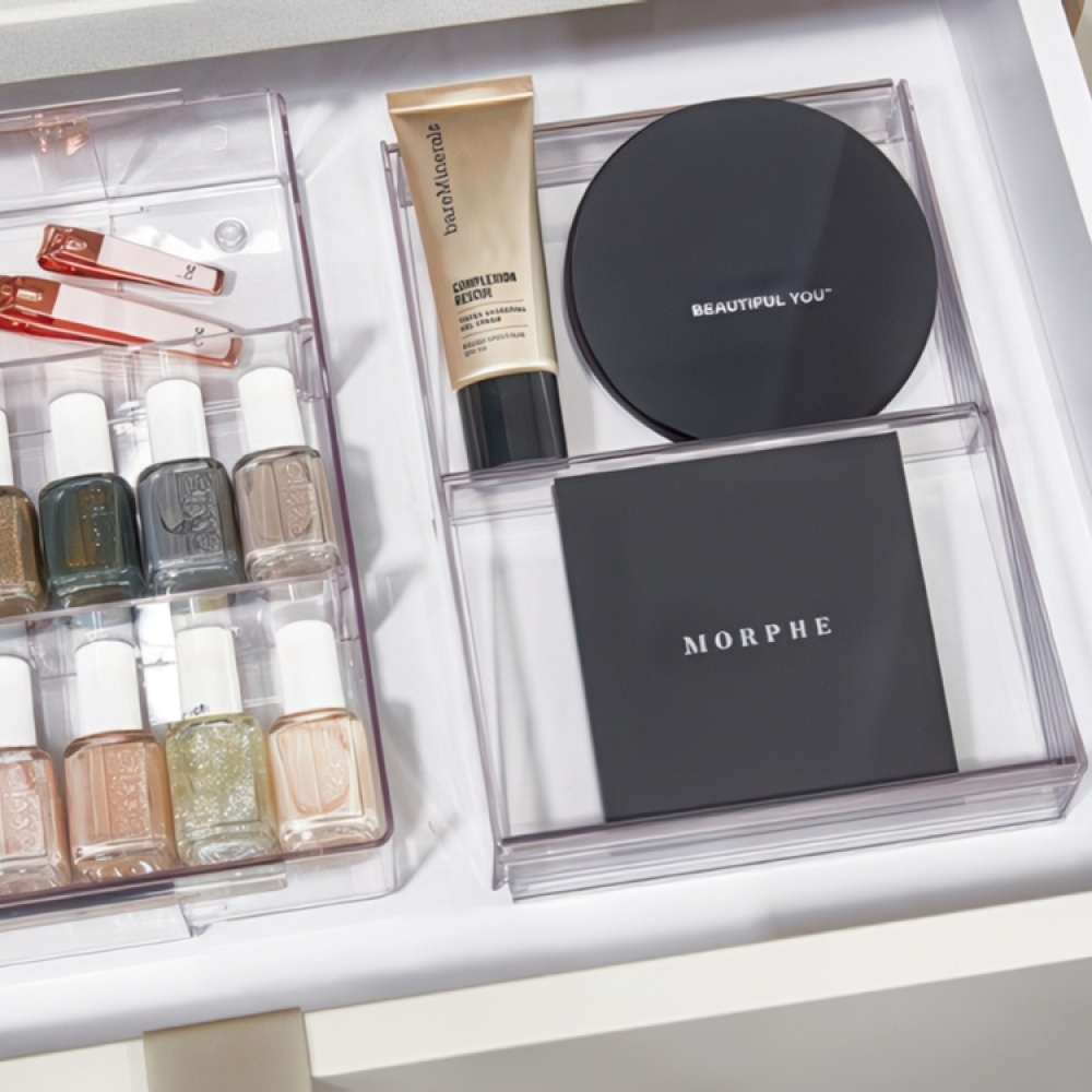 Make up Storage, Expandable, THE HOME EDIT ANGELD ORGANIZER, 17,1 till 33 cm, Clear in the group Storage / Bathroom storage / Makeup storage at SmartaSaker.se (42651)