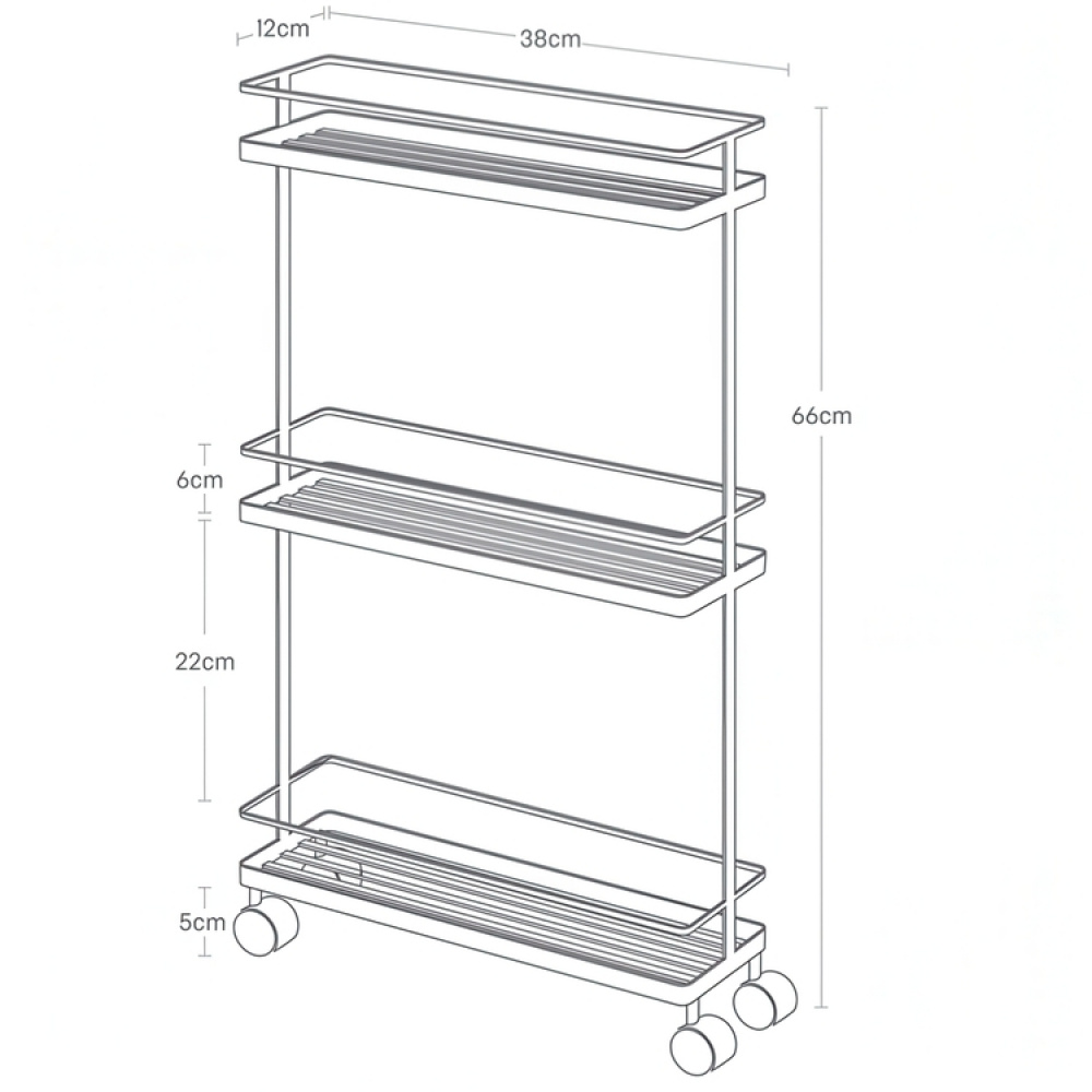 Narrow storage trolley, TOWER KITCHEN CART, Yamazaki in the group Storage / Hallway storage at SmartaSaker.se (42652)