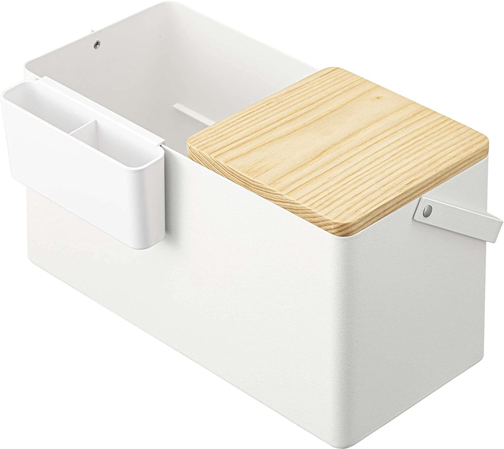 Cosmetic organizer with mirror, TOWER MAKE UP BOX, Yamazaki, White / Nature in the group Storage / Bathroom storage / Makeup storage at SmartaSaker.se (42655)