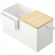 Cosmetic organizer with mirror, TOWER MAKE UP BOX, Yamazaki, White / Nature Cosmetic organizer with mirror, TOWER MAKE UP BOX, Yamazaki, White / Nature