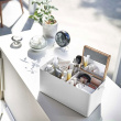 Cosmetic organizer with mirror, TOWER MAKE UP BOX, Yamazaki, White / Nature Cosmetic organizer with mirror, TOWER MAKE UP BOX, Yamazaki, White / Nature