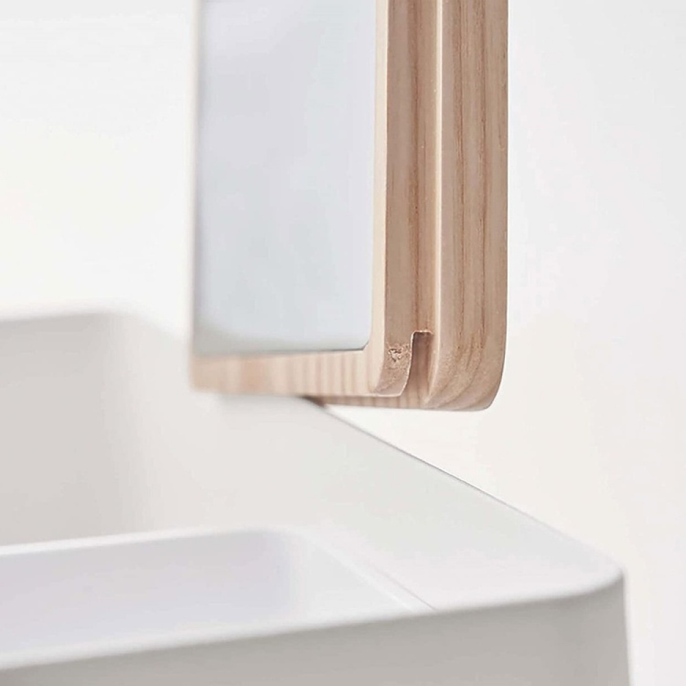 Cosmetic organizer with mirror, TOWER MAKE UP BOX, Yamazaki, White / Nature in the group Storage / Bathroom storage / Makeup storage at SmartaSaker.se (42655)