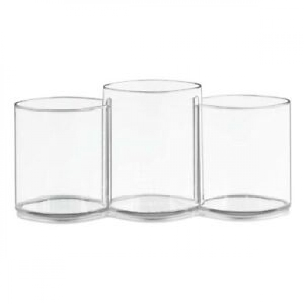 Make-up caddy with 3 compartments, COSMETIC TRIO CUP, Clear in the group Storage / Bathroom storage / Makeup storage at SmartaSaker.se (42657)