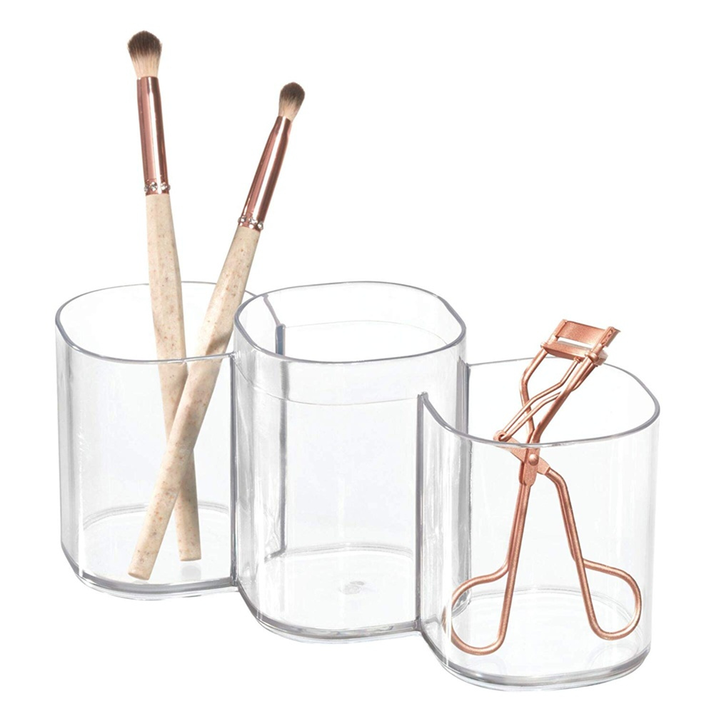 Make-up caddy with 3 compartments, COSMETIC TRIO CUP, Clear in the group Storage / Bathroom storage / Makeup storage at SmartaSaker.se (42657)