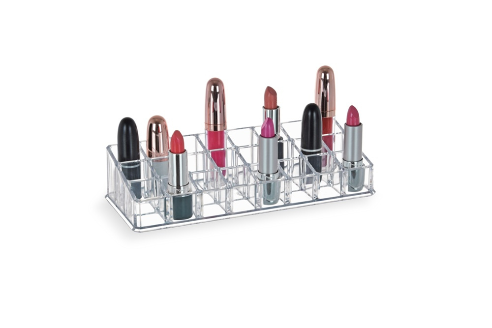 Make-up organizer, 24 compartments, LIPSTICK, 22,7 x 9 x H 5 cm, Clear acrylic in the group Storage / Bathroom storage / Makeup storage at SmartaSaker.se (42660)