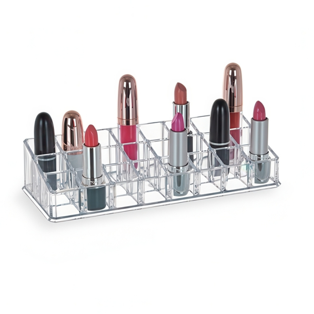 Make-up organizer, 24 compartments, LIPSTICK, 22,7 x 9 x H 5 cm, Clear acrylic in the group Storage / Bathroom storage / Makeup storage at SmartaSaker.se (42660)