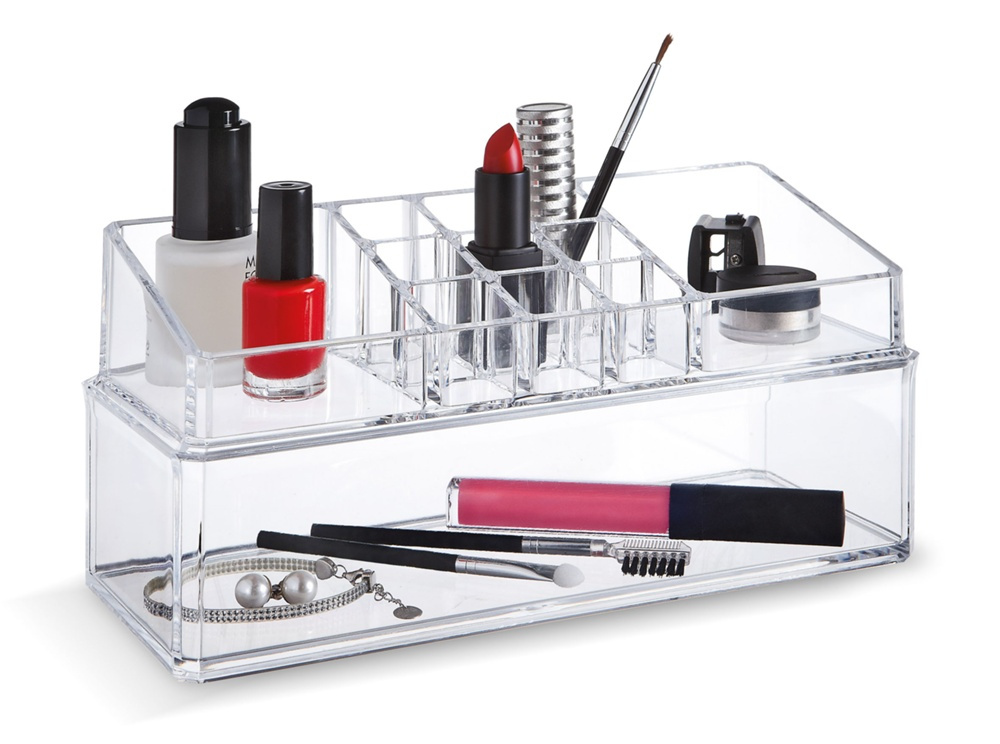Make up organizer, dividable, LIVING, 22,3 x 9,4 x H 11 cm, Clear in the group Storage / Bathroom storage / Makeup storage at SmartaSaker.se (42666)