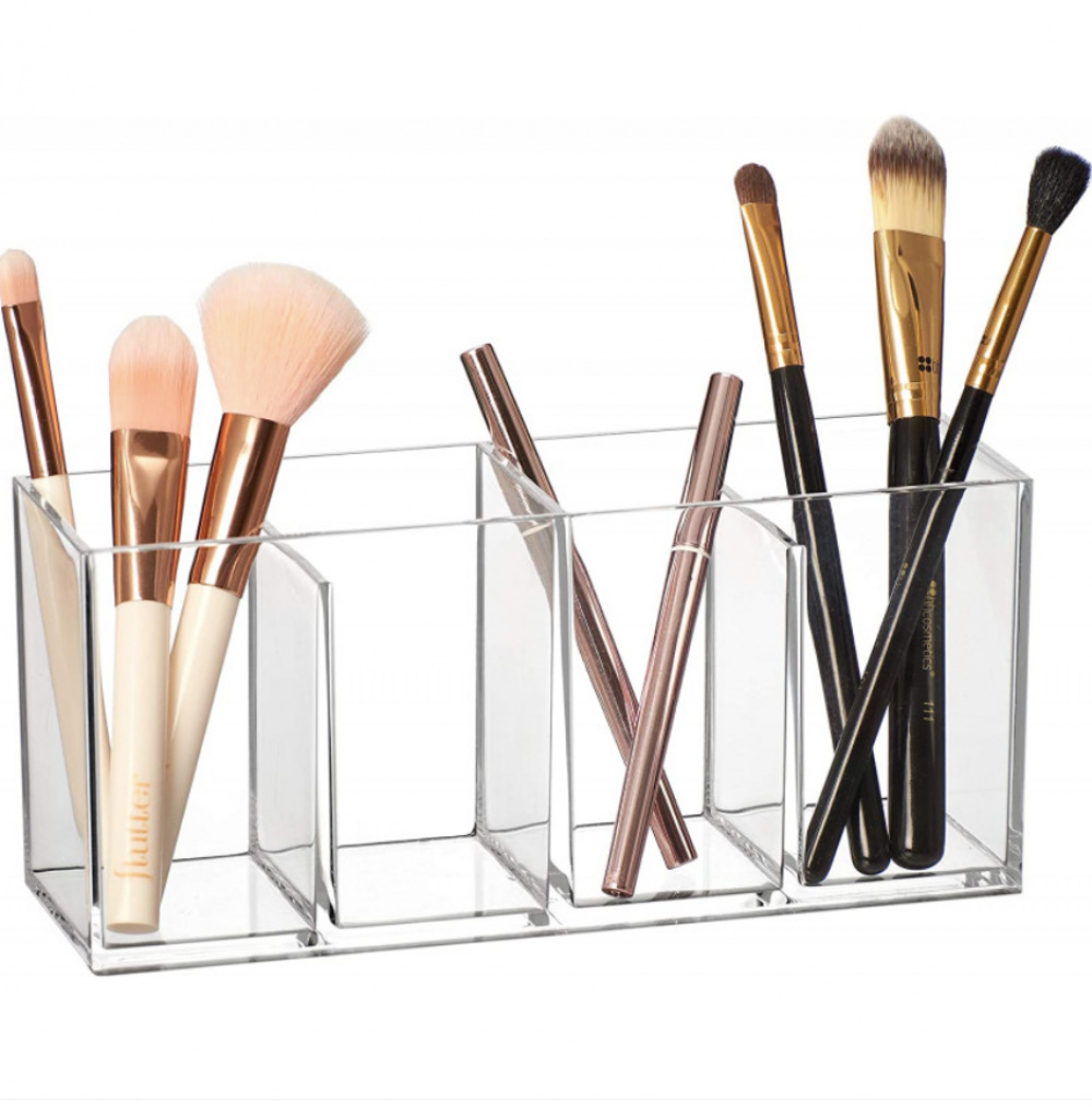 Makeup Organizer, 4 Compartments, SELENA, 22,3 x 7 x H 9,8 cm, Clear in the group Storage / Bathroom storage / Makeup storage at SmartaSaker.se (42668)