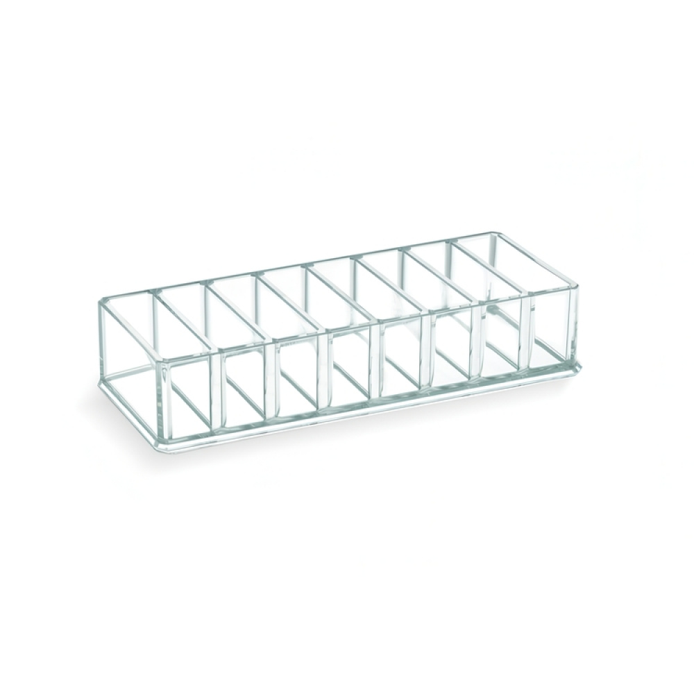 Make-up organizer, 8 compartments, LIVING, 22 x 8,7 x H 4,5 cm, Clear acrylic in the group Storage / Bathroom storage / Makeup storage at SmartaSaker.se (42671)